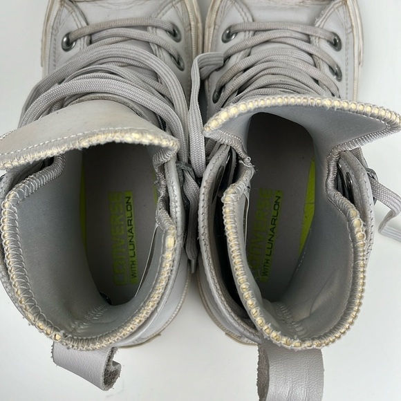 Converse High Top Sneaker Boot Chuck Taylor All Star Leather Waterproof Beige - Picture 15 of 16